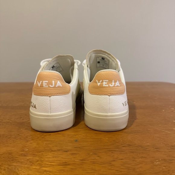 Veja Women's Campo Leather White Sun Peach Sneakers - Picture 3 of 6
